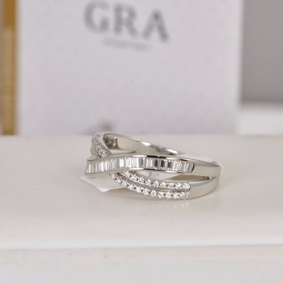 GRA Certified Emerald Round Cut Half Band Moissanite Ring 925 Sterling - Picture 3 of 5